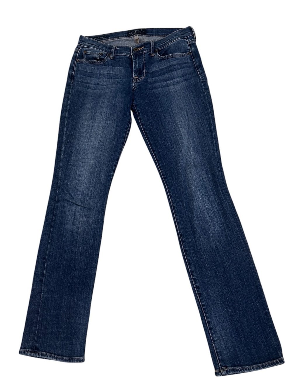 Lucky brand mid tone Indigo whiskered straight denim Jeans shadowing size 28